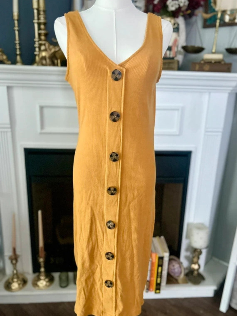No Boundaries Dark Yellow Dress, Size L Women’s, Boho Chic
